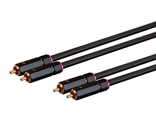 Monoprice Male RCA Two Channel Stereo Audio Cable - 25 Feet - Black, Gold Plated Connectors, Double Shielded with Copper Braiding - Onix Series - size: 25 Feet, style: 2x RCA to 2x RCA