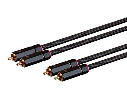 Monoprice Male RCA Two Channel Stereo Audio Cable - Gold Plated Connectors, Double Shielded, 15 Feet, Black - Onix Series - size: 15 Feet, style: 2x RCA to 2x RCA