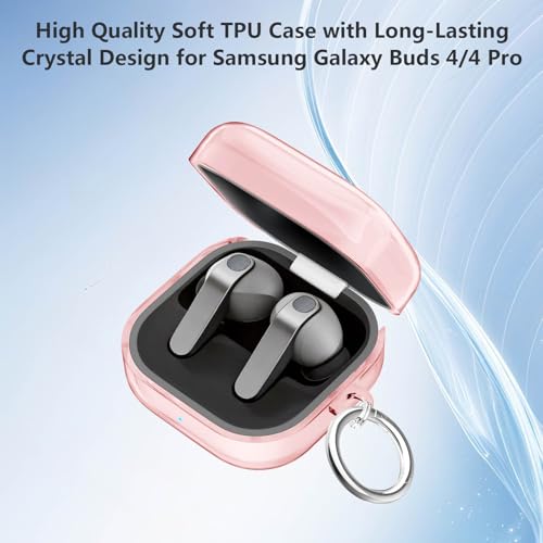 for Samsung Galaxy Buds 4 Case/Galaxy Buds 4 Pro Case Clear,Flexible TPU Clear Cover for Samsung Galaxy Buds 4/4 Pro,Premium Skin with Keychain&Cleaning Pen,Samsung Earbuds Accessories-Pink - color: Clear Pink