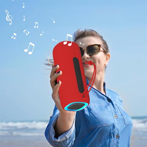 PEICHENG Bluetooth Speaker, Portable Wireless Clear Loud Stereo Sound IPX5 Waterproof with RGB Lights BT5.3 Long Playtime TWS Pairing,for Home Party Outdoor Beach,Great Gift Choice (Red) - color: Red