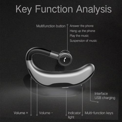 AYI Bluetooth Earpiece Headphone Dual Noise Cancelling Mic Painless Open-Ear Handsfree Headset Sound Left/Right Changeable Earhook Earphones for Driving/Business/Gym-Single Ear Headset F600 Black - color: Single Ear Headset F600 Black