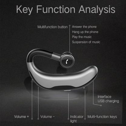 AYI Bluetooth Earpiece Headphone Dual Noise Cancelling Mic Painless Open-Ear Handsfree Headset Sound Left/Right Changeable Earhook Earphones for Driving/Business/Gym-Single Ear Headset F600 Black - color: Single Ear Headset F600 Black