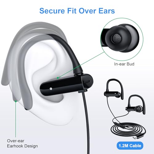ACANDYA Wired Earbuds 3.5mm Jack Over Ear Headphones with Mic for iPod/iPad | Noise Canceling 3.5mm Earphones Airplane School Students Headset for iPhone/Samsung Phone Computer Laptop MP3 Tablets