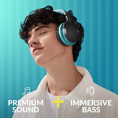 MOVSSOU Million Sold Classic E7 Active Noise Cancelling Headphones | Upgraded HD Sound, Wireless Bluetooth Headphones Over The Ear Unequaled Comfort, Vivid Deep Bass, for Home Office Travel Gift - color: Light Blue