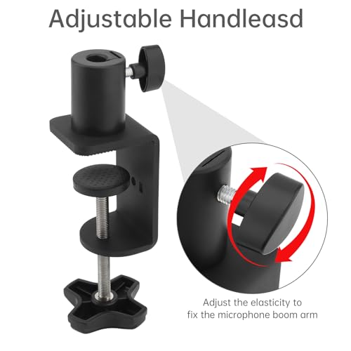 Heavy-Duty Metal Table Mount Clamp, Desk Table Mount C Clamp Replacement, C-Clamp Base Stand Mounting Accessory for Microphone Stand Mic Boom Scissor Arm