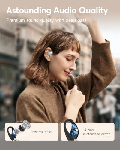 AI Translation Open Ear Earbuds Real Time, Bone Conduction Over The Bluetooth Language Translator Headphones Built-in Mic, Waterproof, Audifonos Traductores Inglés Español, Travel/Music/Calls/Exercise