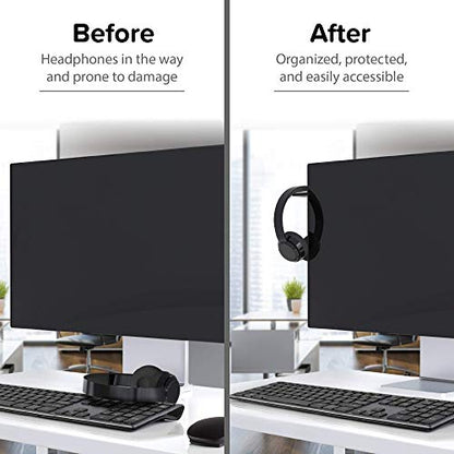 TotalMount Hidden Monitor Stand for Headphones – Does Not Block Monitor | Designed in USA: Premium-Grade Holder Saves Desk Space While Protecting Headphones and Headsets – Removable Adhesive Strips