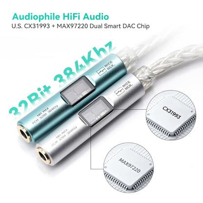 NICEHCK NK1 MAX Silver CX31993 Dual Chip USB C to 3.5 HiFi DAC Amp Cable - color: Pale Silver