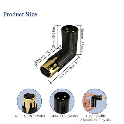 Right Angle XLR Male to Female Adapter Adjustable 3-PIN XLR 90 Degree Connector for Audio Cables and PA Systems - style: 1PC 90D XLR Male to Female Adapter