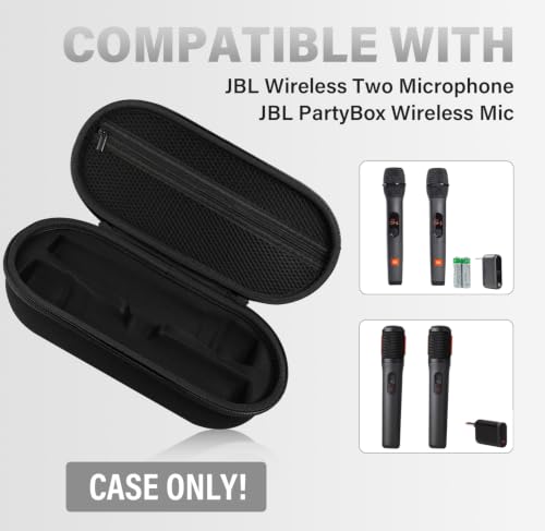 Wireless Microphone Case Compatible with JBL Wireless 2 Microphone System, Handheld Dual Mic Carrying Case, Travel Bag for Receiver, Batteries and Adapter, Karaoke - Black (Box Only) - color: Black