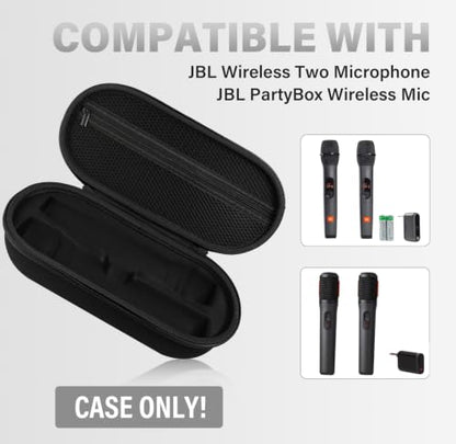 Wireless Microphone Case Compatible with JBL Wireless 2 Microphone System, Handheld Dual Mic Carrying Case, Travel Bag for Receiver, Batteries and Adapter, Karaoke - Black (Box Only) - color: Black