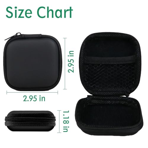 6-Pack Earphone Carry Case, Digital Data Cable Storage，Small Round Pocket Earbud Travel Carrying Case with Zipper for Smartphone Earphone, USB Cable, SD Cards Storage Bags,and More,Black