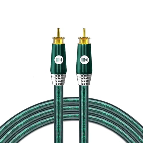 Digital Audio Coaxial Cable, Silver-Plated Copper Core & Gold-Plated Connectors, Suitable for Home Theaters, Audio Systems, Car Sound Systems, Speakers, DVD Players, Emerald 4.9FT/1.5M - size: 4.9FT/1.5M