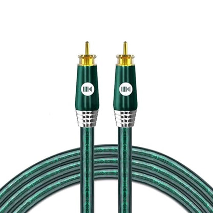 Digital Audio Coaxial Cable, Silver-Plated Copper Core & Gold-Plated Connectors, Suitable for Home Theaters, Audio Systems, Car Sound Systems, Speakers, DVD Players, Emerald 9.8FT/3M - size: 9.8FT/3M