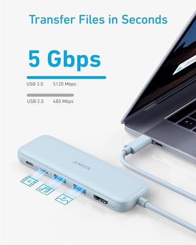 Anker USB C Hub, 5-in-1 USBC to HDMI Splitter with 4K Display - color: Blue