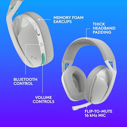 Logitech G321 Lightspeed Wireless Gaming Headset - White | Dynamic Comfort and fit, 16 kHz Boom mic, 20+ hrs Battery, for PC - color: White