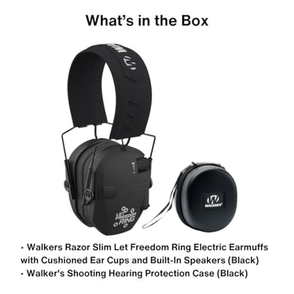 Walker's Razor Slim Electronic Earmuffs | Protective Case - color: Let Freedom Ring