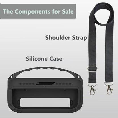 JCHPINE Silicone Cover Case for Bose SoundLink Flex Speaker 2nd Gen | Accessories Compatible with Bose SoundLink Flex 2, Protective Case with Shoulder Strap (Black) - color: Black