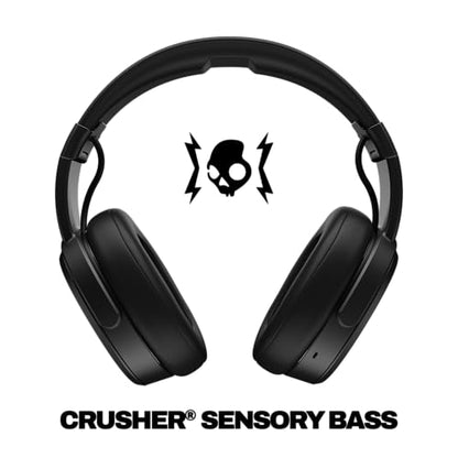 Skullcandy Crusher Wireless Multi-Sensory Bass Bluetooth Headphones - Black | Patented Crusher Bass Technology, Noise Isolating Over-Ear Fit, 50 Hours Battery, Microphone for iPhone Android