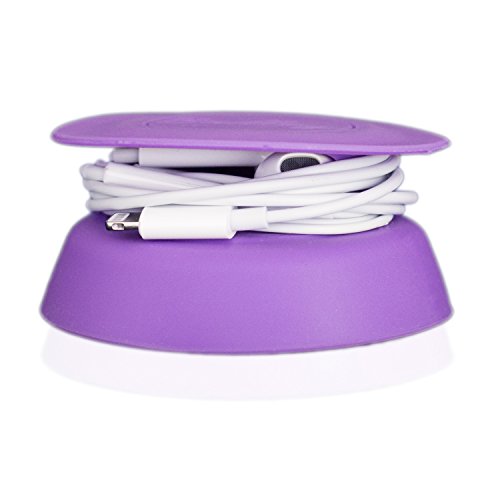 Budley - Tangle-Free Earphone/Earbud Case, Compact Storage System, Silicone (Purple, Set of 1) - color: Purple