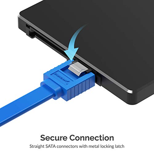 SABRENT SATA III (6 Gbit/s) Straight Data Cable with Locking Latch for HDD/SSD/CD and DVD Drives + SATA III (6 Gbit/s) Right Angle Data Cable with Locking Latch