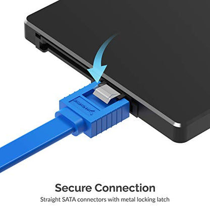 SABRENT SATA III (6 Gbit/s) Straight Data Cable with Locking Latch for HDD/SSD/CD and DVD Drives + SATA III (6 Gbit/s) Right Angle Data Cable with Locking Latch