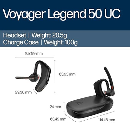 Poly Voyager Legend 50 UC Bluetooth Headset with Charging Case - 4 Noise-Canceling Mics, AI NoiseBlockAI & WindSmart Tech - Bluetooth Headphones with Mic, Smart Call Controls, All-Day Comfort - style: Legend 50 with Charging Case