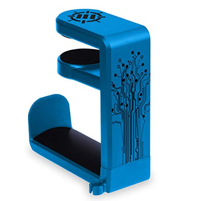 ENHANCE PC Gaming Headphone Holder - Desk Headphone Hanger Esports Headset Holder with Adjustable 360 Rotation, Under Desk Headphone Hook Clamp, Universal Fit, & Built in Cable Clip Organizer - Blue - color: blue