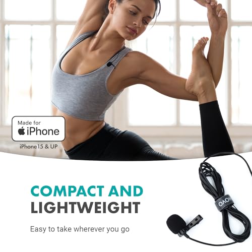 Movo uLav-IP USB-C Wired Omnidirectional Lavalier Clip On Microphone for iPhone 15, Lapel Microphone for YouTube, Vlogging, Interviews - style: Single Lav with 6-foot Cord