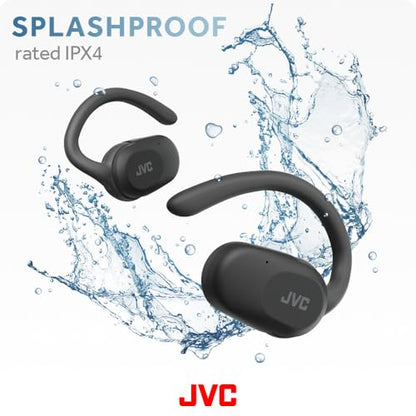 JVC nearphones Open Ear True Wireless Headphones with Pivot Motion Mecanism, 16mm Large Drivers Sound, Single Ear use, BT 5.4, Long Battery Life (up to 26 Hours) - HANP40TB (Black) - color: Black