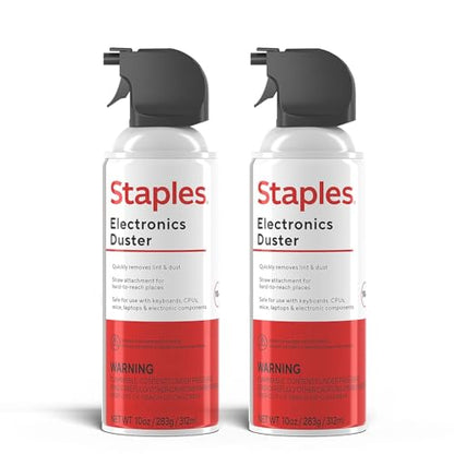 Staples Compressed Air Duster, 10 Oz Cans, 2-Pack