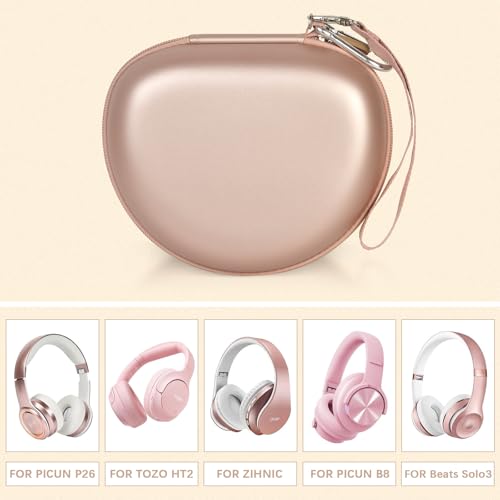 Extra Large Headphone Case Compatible with Picun B8/ P26/ for Beats Studio Pro/ Solo3/ Studio3/ for Elecder i39 and More Foldable Bluetooth Wireless Headset - Rose Gold - color: Rose Gold