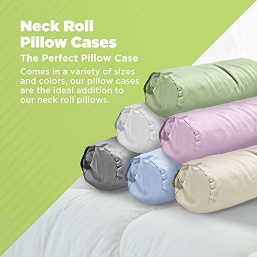 Cotton Neck Roll Pillowcase - Hypoallergenic and Smooth Natural Fabric Pillow Protector - Soft and Breathable Sateen Weave Pillow Cover with Enclosed Sleeve Design - Made in USA - Gray, 4" x 12" - color: Gray (Sateen Weave), size: 4" x 12"