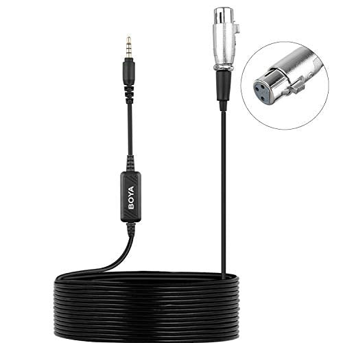 BOYA BCA6 XLR Female to 3.5mm TRRS Connector Adjustable Volume Microphone Cable Adapter Mini Jack AUX Cord Audio Wire 6m Compatible with iPad iPhone iPod Touch Android Mobile Devices