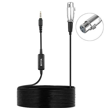 BOYA BCA6 XLR Female to 3.5mm TRRS Connector Adjustable Volume Microphone Cable Adapter Mini Jack AUX Cord Audio Wire 6m Compatible with iPad iPhone iPod Touch Android Mobile Devices