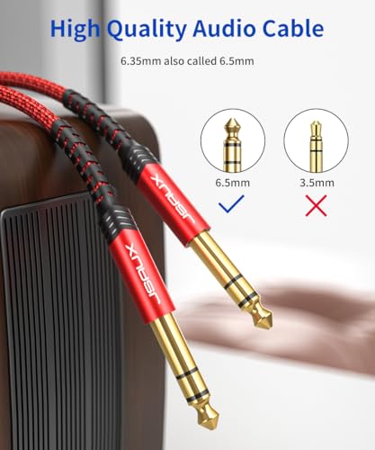 JSAUX Guitar Cable 6.6ft+6.6ft for Electric Guitar/Mandolin/Bass-Red
