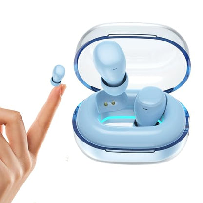 Xmenha Mini Invisible Small Bluetooth Earbuds Sleeping for Small Ears Low Profile Tiny Hidden Discreet Smallest Earbuds for Work Sleep Ear Buds Invisible Headphones Buds - color: Blue