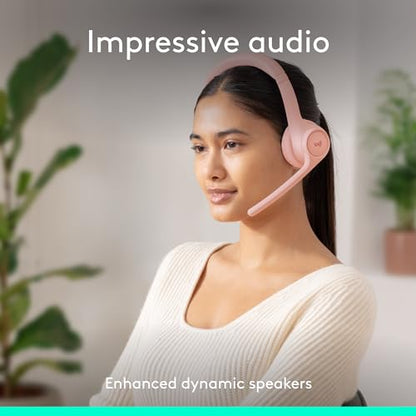 Logitech Zone 300 Wireless Bluetooth Headset with Noise Canceling - Rose | Microphone, compatible with Windows, Mac, Chrome, Linux, iOS, iPadOS, Android - color: Rose