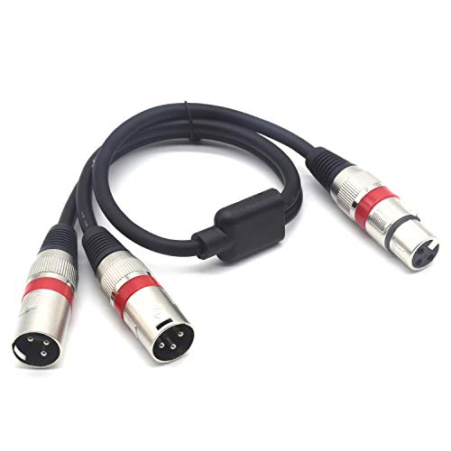 XLR Splitter Cable - XLR Female to Dual Male 3 Pin Patch Y Cable Balanced Microphone Splitter Cord Audio Adapter (50CM-2PACK) - color: XLRF-2XLRM-50CM-2PACK