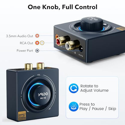YMOO LDAC Bluetooth 5.3 Receiver for Home Stereo/Speaker with AUX 3.5mm/RCA | HiFi Wireless Audio Adapter w/aptX HD/LL, Works with Smartphones and Tablets, Bluetooth Audio Receiver with Volume Control