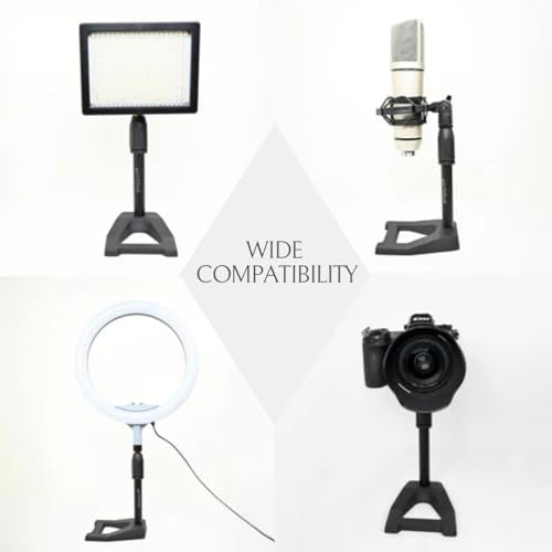 2 Pcs Mic Stand with Mic Clip Desktop, Adjustable Table Microphone Stand, 5/8” to 3/8” Metal Adapter, Heavy Weighted Base, for Blue Yeti Snowball Spark Fifine K669 AT2020 Shure SM58 SM57