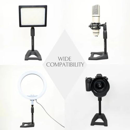 2 Pcs Mic Stand with Mic Clip Desktop, Adjustable Table Microphone Stand, 5/8” to 3/8” Metal Adapter, Heavy Weighted Base, for Blue Yeti Snowball Spark Fifine K669 AT2020 Shure SM58 SM57