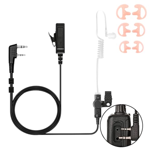 Walkie Talkie Earpiece with Mic Compatible for Kenwood Baofeng SAMCOM BTECH Retevis Walkie Talkies Radios and BF-F8HP UV-82HP UV-5R UV82 UV82C UV5X3 TK NX, Acoustic Tube Headset,