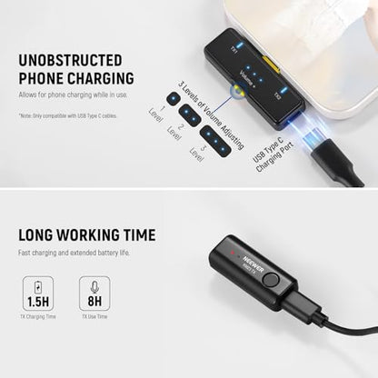 NEEWER Wireless Lavalier Microphone System for USB C, Compatible with iPhone 16 15 Samsung Android Phones, Noise Cancelling Mini Lav Omnidirectional Condenser Mic for Vlogging Live Streaming, KM23