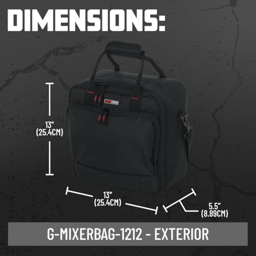 Gator Cases 12 x 12 x 5" Padded Mixer Carry Bag (G-MIXERBAG-1212) | Fits Compact Small Format Mixers, Dual Layer Padding, Organized Cable Storage, Adjustable Removable Shoulder Strap - size: 12"x 12"x 5.5", style: Small Format
