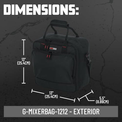 Gator Cases 12 x 12 x 5" Padded Mixer Carry Bag (G-MIXERBAG-1212) | Fits Compact Small Format Mixers, Dual Layer Padding, Organized Cable Storage, Adjustable Removable Shoulder Strap - size: 12"x 12"x 5.5", style: Small Format