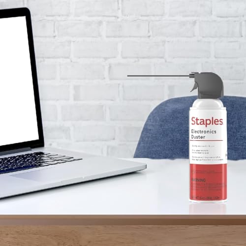 Staples Compressed Air Dusters, 10 oz. Cans, Electronics & Office, 4-Pack | Blasts dust from keyboards, laptops, vents and hard-to-reach gear. 4 cans per pack.