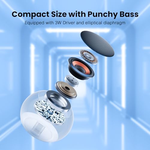 Mini Bluetooth Speaker, Portable Wireless Small Speaker with Rich Bass, Bluetooth 5.3, IP7 Waterproof, 8H Playtime, USB-C Fast Charging, Compact Pocket Speaker for Home, Outdoor, Shower, Travel
