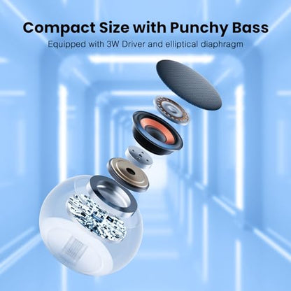 Mini Bluetooth Speaker, Portable Wireless Small Speaker with Rich Bass, Bluetooth 5.3, IP7 Waterproof, 8H Playtime, USB-C Fast Charging, Compact Pocket Speaker for Home, Outdoor, Shower, Travel