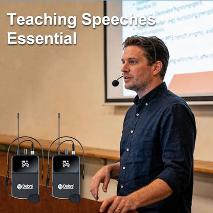 Debra Pro 8-Channel UHF Wireless Microphone System – Auto Pairing, LED Display, 260ft Long Range, Includes Headset & Lavalier Mics for Conference, Church, DJ, Karaoke(8 Bodypack) - color: 8 Bodypack